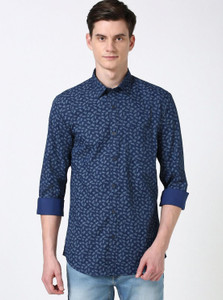 PETER ENGLAND Men Printed Casual Blue Shirt