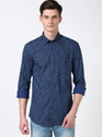 PETER ENGLAND Men Printed Casual Blue Shirt