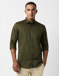 PETER ENGLAND Men Printed Casual Green Shirt