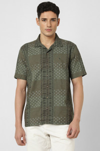 PETER ENGLAND Men Printed Casual Green Shirt