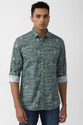PETER ENGLAND Men Printed Casual Green Shirt