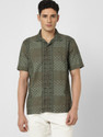 PETER ENGLAND Men Printed Casual Green Shirt