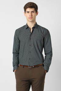PETER ENGLAND Men Printed Formal Black Shirt
