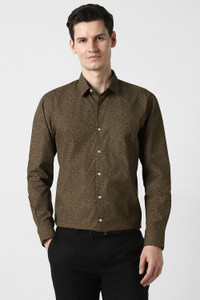 PETER ENGLAND Men Printed Formal Brown Shirt