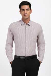 PETER ENGLAND Men Printed Formal Maroon White