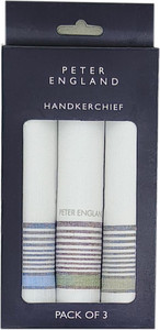 peter england mens cotton color border white blue green  beige handkerchief