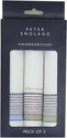 PETER ENGLAND Men's Cotton Color Border [White, Blue, Green & Beige] Handkerchief