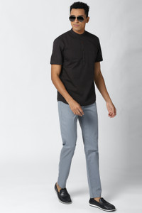 PETER ENGLAND Men Self Design Casual Black