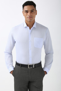 PETER ENGLAND Men Self Design Formal Blue