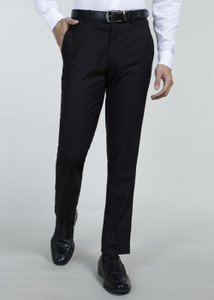 PETER ENGLAND Men Slim Fit Black Polyester