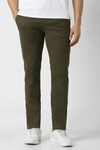 PETER ENGLAND Men Slim Fit Green Cotton