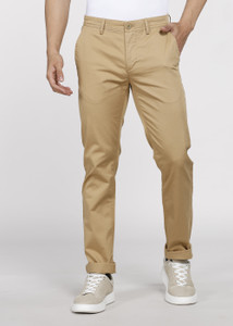 PETER ENGLAND Men Slim Fit Khaki Pure