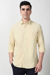 PETER ENGLAND Men Solid Casual Beige Shirt