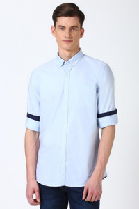 PETER ENGLAND Men Solid Casual Blue Shirt