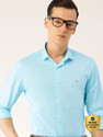 PETER ENGLAND Men Solid Casual Blue Shirt