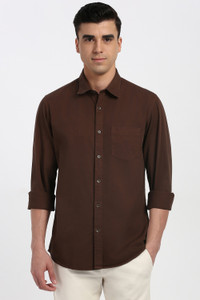 PETER ENGLAND Men Solid Casual Brown Shirt