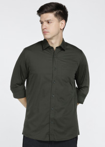 PETER ENGLAND Men Solid Casual Dark Green