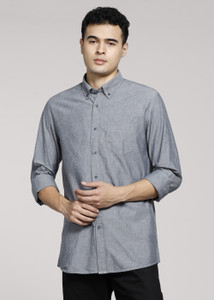 PETER ENGLAND Men Solid Casual Grey Shirt