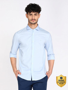 PETER ENGLAND Men Solid Casual Light Blue