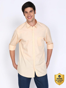 PETER ENGLAND Men Solid Casual Orange Shirt