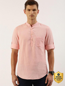 PETER ENGLAND Men Solid Casual Pink Shirt