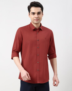 PETER ENGLAND Men Solid Casual Red Shirt