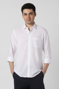 PETER ENGLAND Men Solid Casual White Shirt