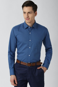 PETER ENGLAND Men Solid Formal Dark Blue