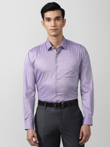peter england men regular fit solid spread collar formal shirt