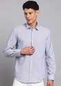 PETER ENGLAND Men Striped Casual Blue Shirt