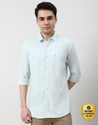 PETER ENGLAND Men Striped Casual Green Shirt