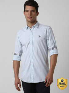 PETER ENGLAND Men Striped Casual Light Blue