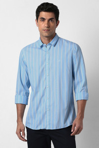 PETER ENGLAND Men Striped Casual Light Blue