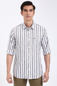 PETER ENGLAND Men Striped Casual White Shirt