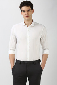 PETER ENGLAND Men Striped Casual White Shirt