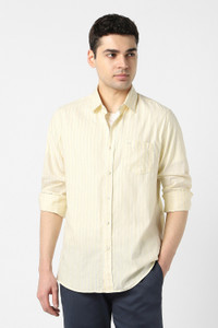 PETER ENGLAND Men Striped Casual Yellow Shirt