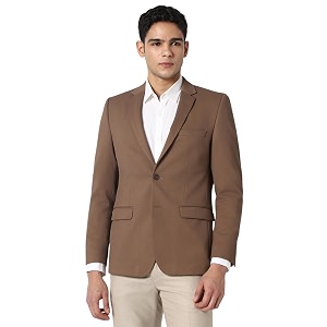 Peter England Men Textured Knit Single Breasted