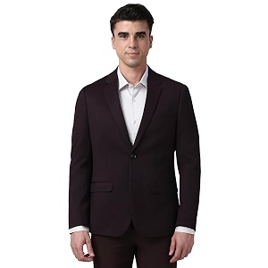 Peter England Men Textured Knit Single Breasted