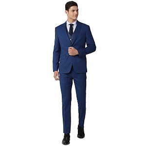 Peter England Mens Polyester Blend Navy Three