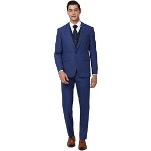 Peter England Polyester Blend Men Blue Three