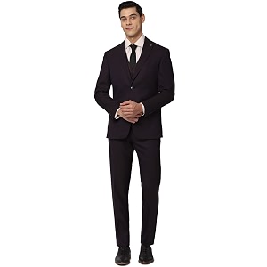 Peter England Polyester Blend Men Maroon Three