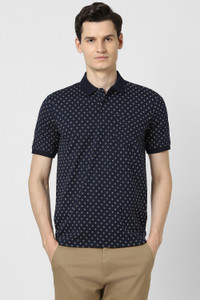 PETER ENGLAND Printed Men Polo Neck Dark