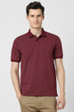 PETER ENGLAND Printed Men Polo Neck Maroon