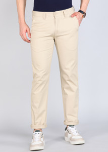 PETER ENGLAND Regular Fit Men Beige Trousers
