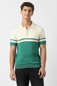 PETER ENGLAND Self Design Men Polo Neck