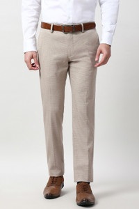 PETER ENGLAND Slim Fit Men Beige Trousers