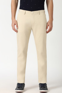 PETER ENGLAND Slim Fit Men Cream Trousers