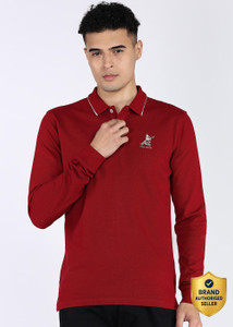 PETER ENGLAND Solid Men Polo Neck Red