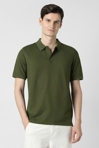 PETER ENGLAND Solid Men Polo Neck Green