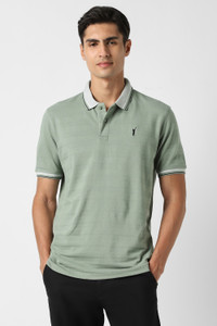 PETER ENGLAND Solid Men Polo Neck Green